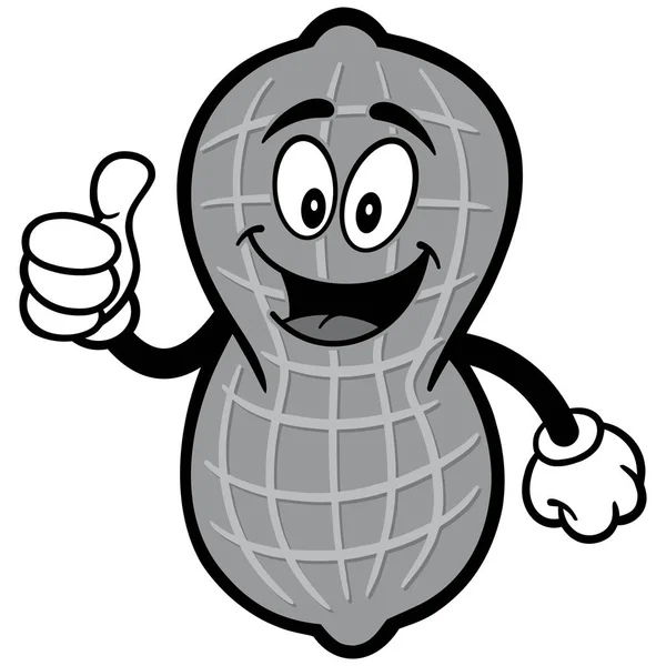 Peanut Thumbs Illustration Cartoon Illustration Peanut Mascot — Stock Vector