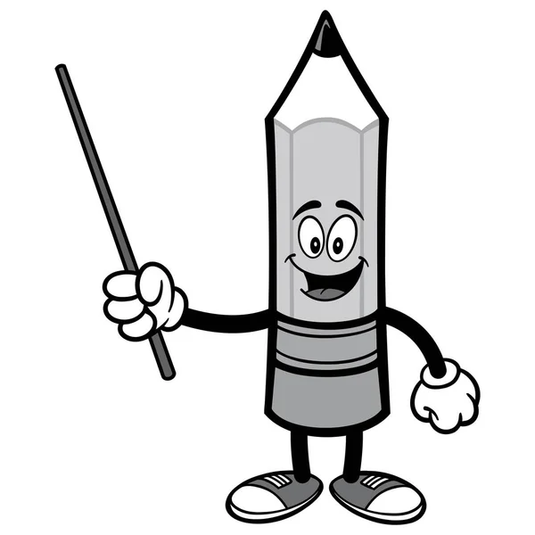 Crayon Avec Pointeur Stick Illustration Une Illustration Bande Dessinée Une — Image vectorielle