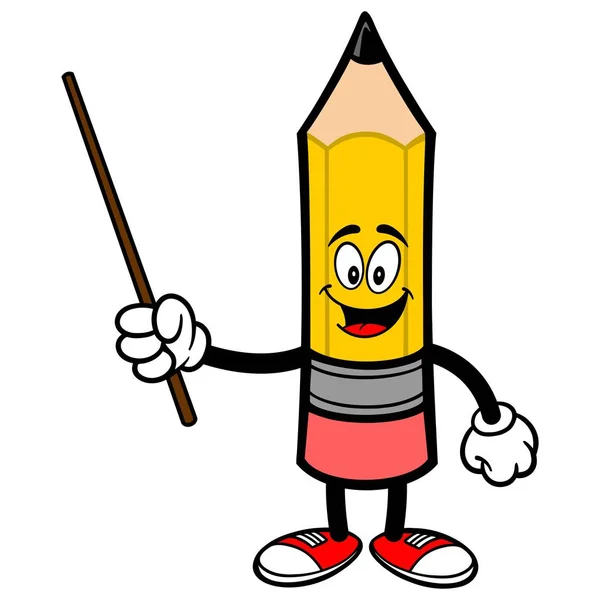 Ceruza Egy Pointer Stick Rajzfilm Illusztrációja Egy Ceruza Kabalája — Stock Vector