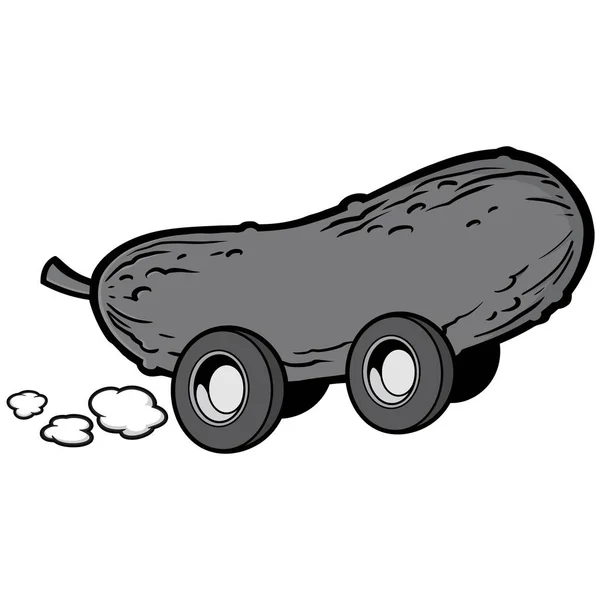 Pickle Race Illustration Tecknad Illustration Pickle Med Hjul — Stock vektor