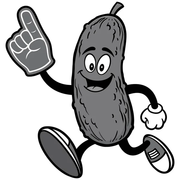 Pickle Running Foam Hand Illustration Cartone Animato Illustrazione Una Mascotte — Vettoriale Stock