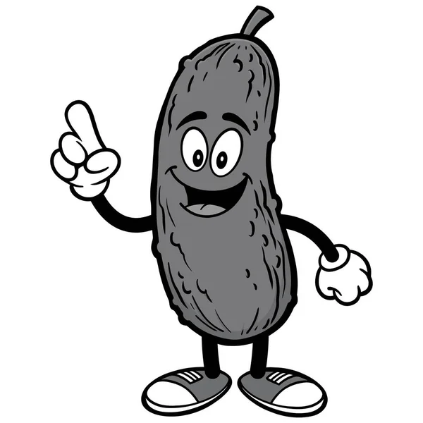 Ilustración Pickle Pointing Una Ilustración Dibujos Animados Una Mascota Pickle — Archivo Imágenes Vectoriales