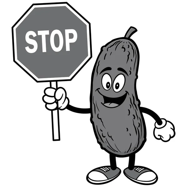 Pickle Con Una Ilustración Stop Sign Una Ilustración Dibujos Animados — Vector de stock