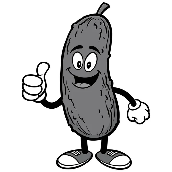 Pickle Thumbs Illustration Cartoon Illustration Pickle Mascot — Stock Vector