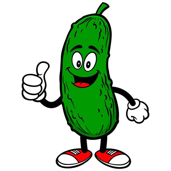 Pickle with Thumbs Up - A cartoon illustration of a Pickle Mascot.