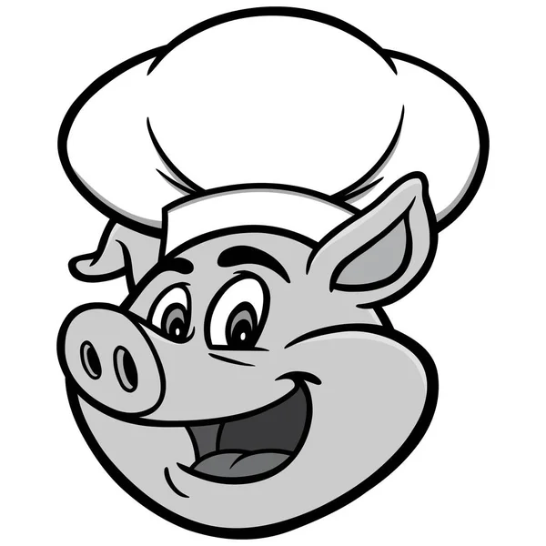 Porc Avec Chapeau Chef Illustration Une Illustration Dessin Animé Porc — Image vectorielle