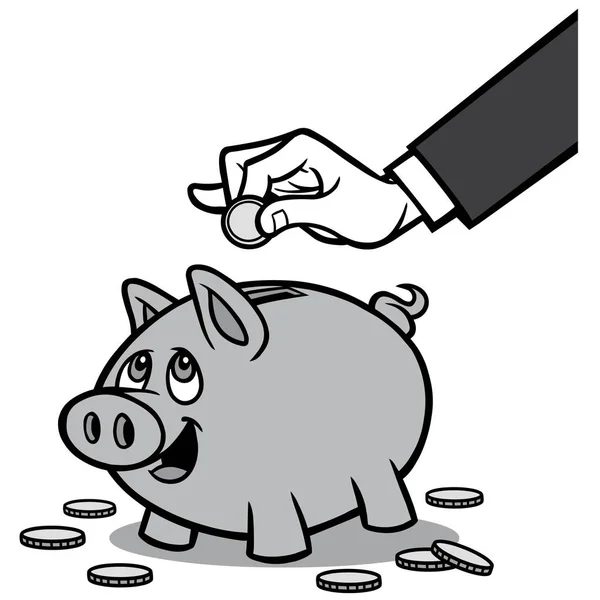 Piggy Bank Illustration Una Ilustración Dibujos Animados Una Alcancía — Vector de stock