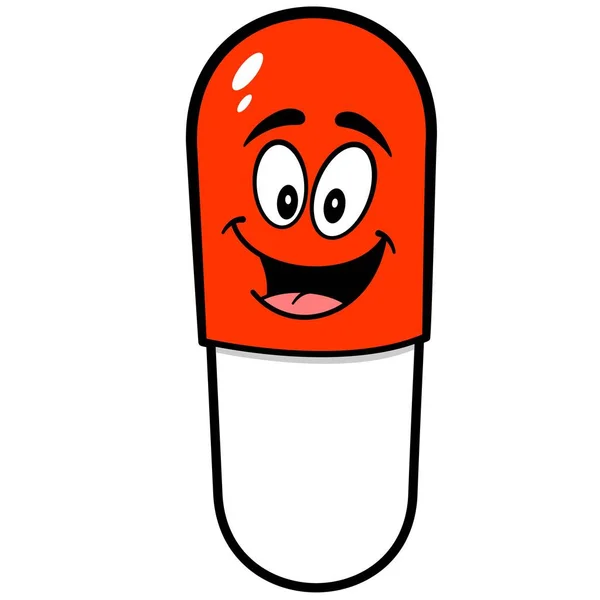 Mascotte Pilule Une Illustration Dessin Animé Une Mascotte Pilule — Image vectorielle