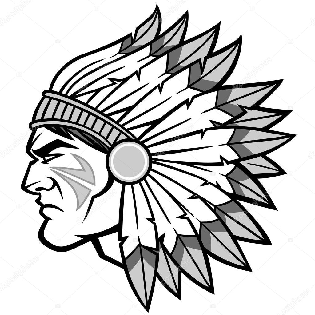 Indian Warrior Chief - A cartoon illustration of a Indian Warrior Chief.