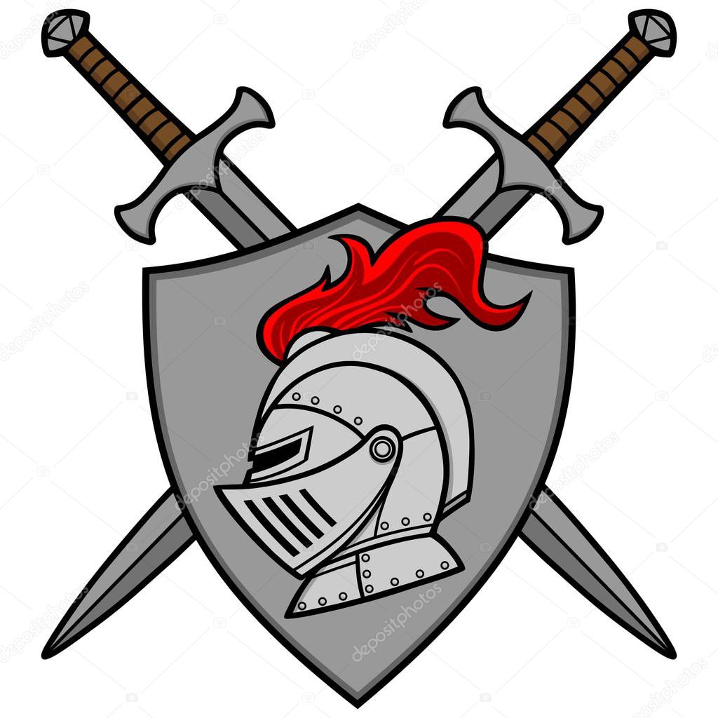 Knight Crest- A cartoon illustration of a Knight Crest.
