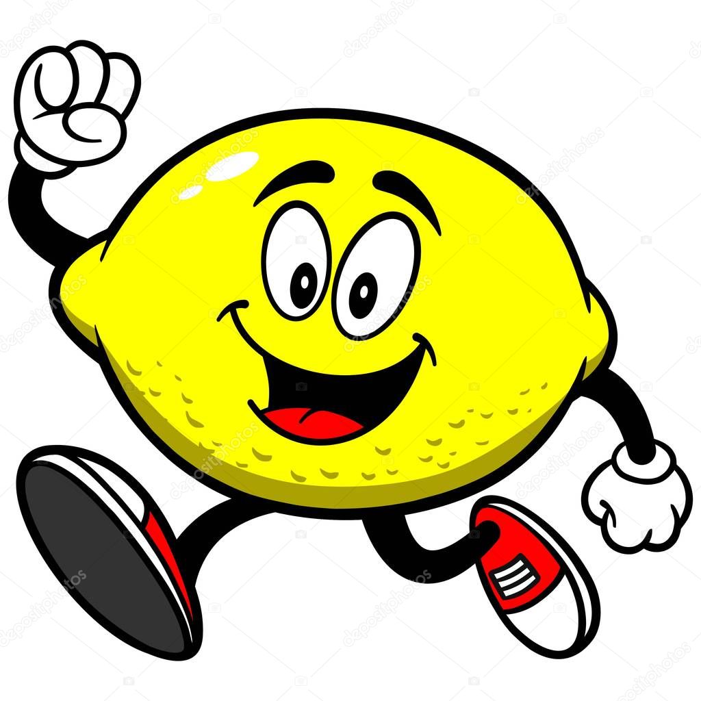 Lemon Running - A cartoon illustration of a Lemon Mascot.