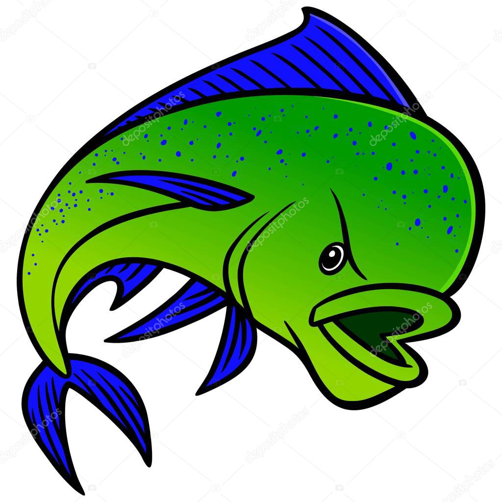 Mahi Mahi - A cartoon illustration of a Mahi Mahi fish.