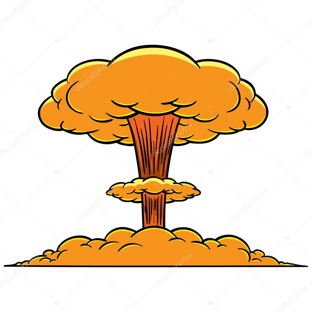 Mushroom Cloud - A cartoon illustration of a Mushroom Cloud.