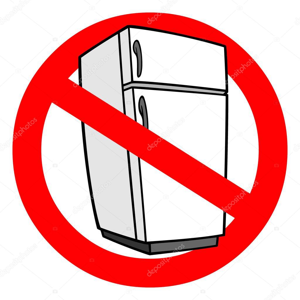 No Refrigeration - A cartoon illustration of a No Refrigeration sign.