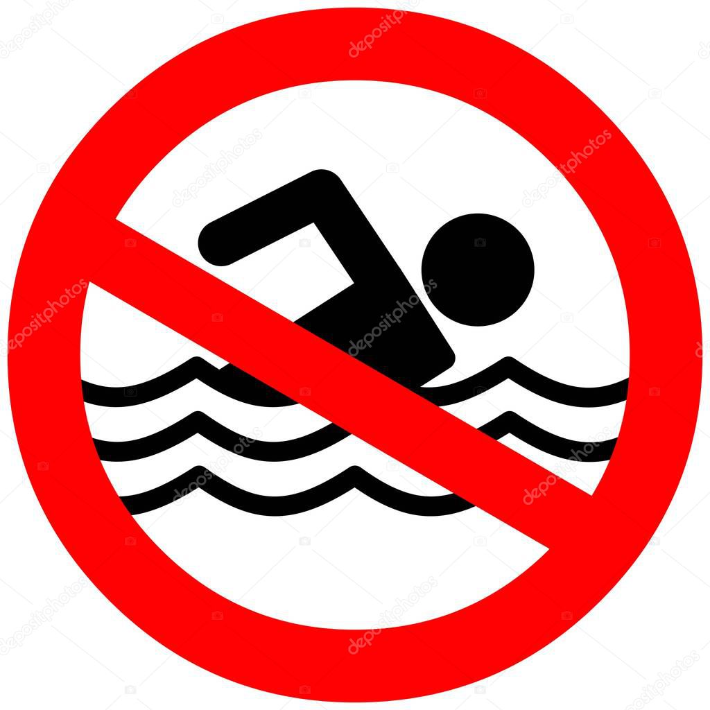 No Swimming - A cartoon illustration of a No Swimming sign.