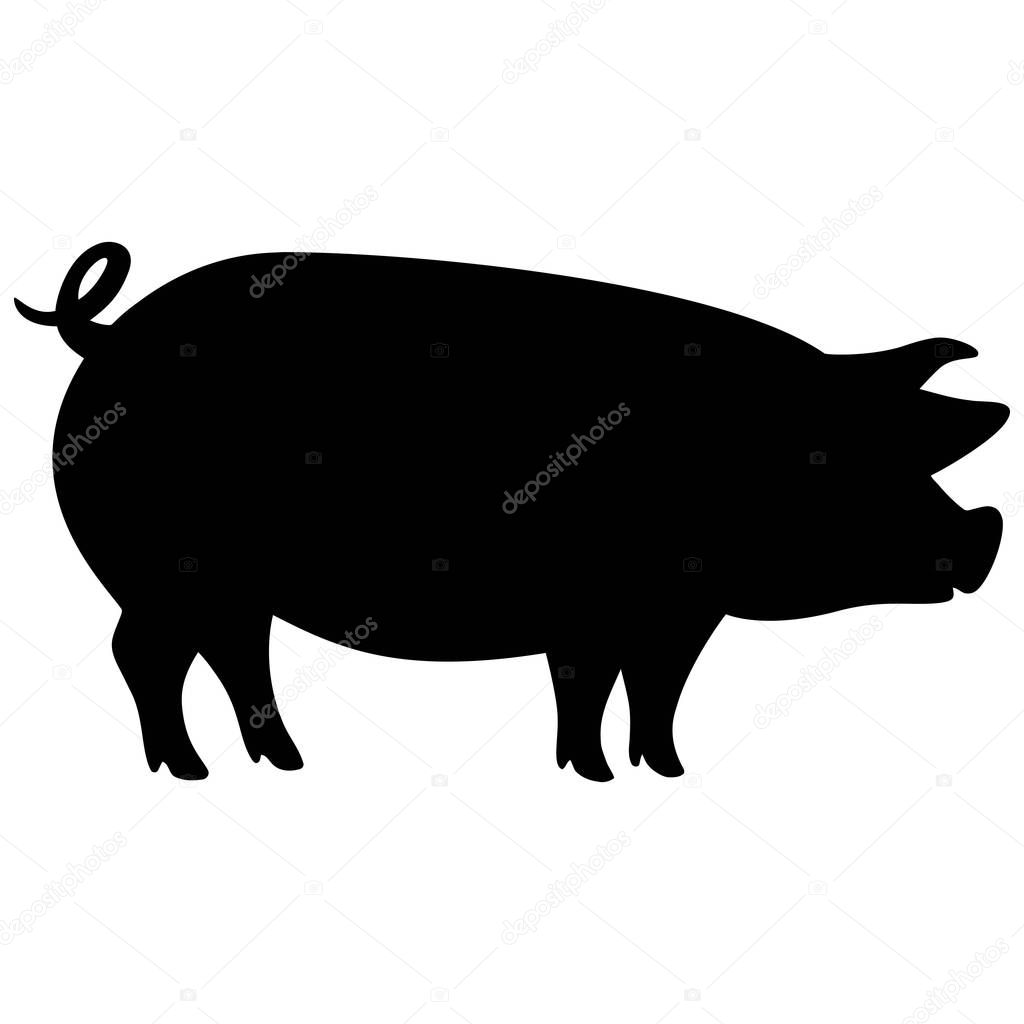 Pig Silhouette - A cartoon illustration of a Pig silhouette.