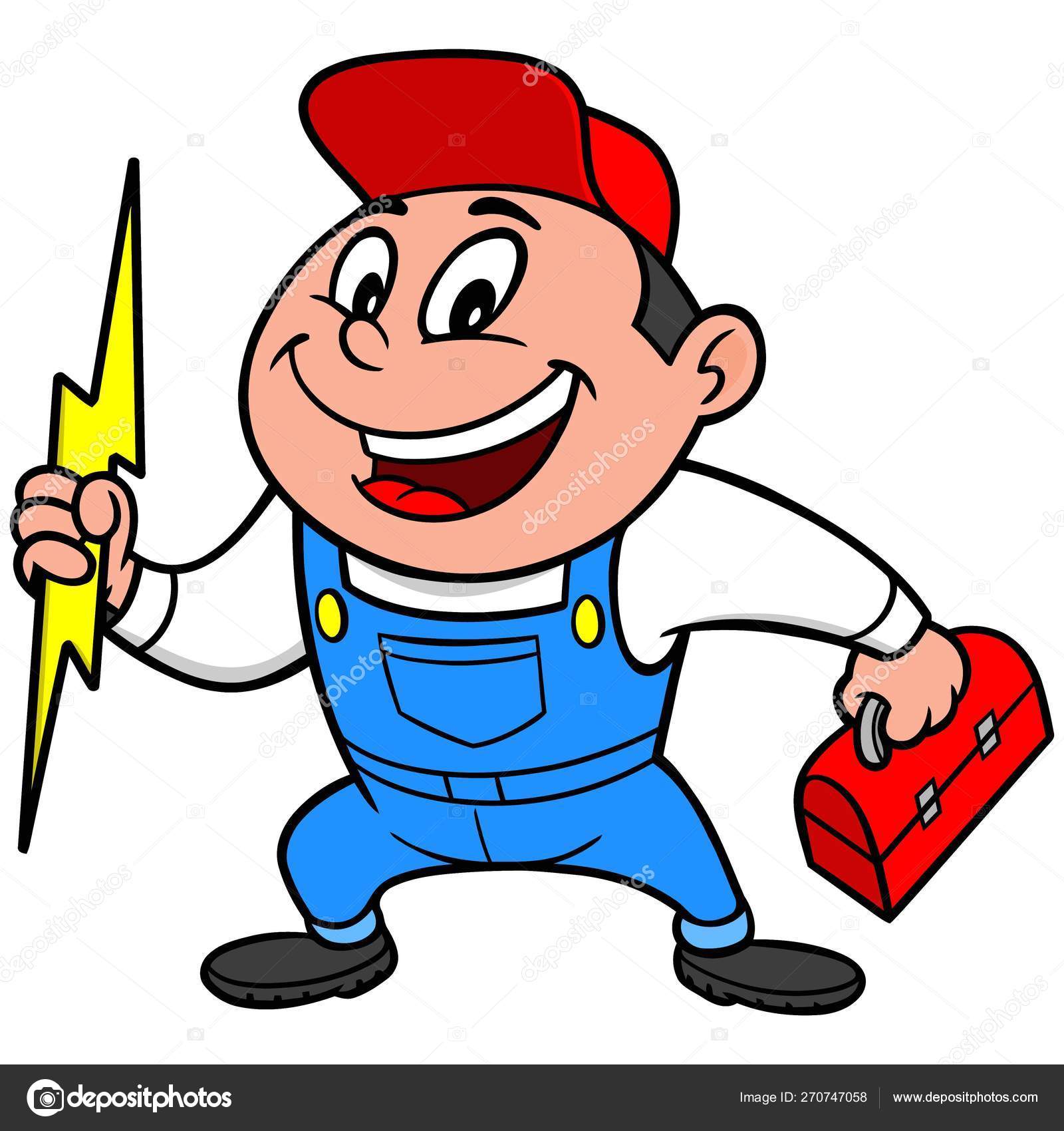 Dibujos animados hombre electricista Imágenes Vectoriales, Gráfico  Vectorial de Dibujos animados hombre electricista | Depositphotos