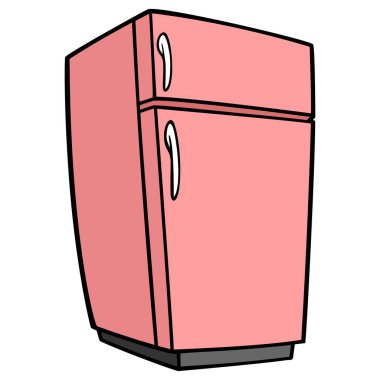 Pembe Retro Buzdolabı - Pembe Retro Buzdolabı bir karikatür illüstrasyon.