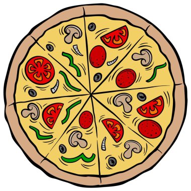 Pizza Pie - Pizza Pie bir karikatür illüstrasyon.