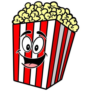 Popcorn Maskot - Bir Popcorn Maskot bir karikatür illüstrasyon.