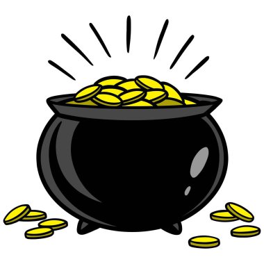 Altın Pot - Altın Bir Pot bir karikatür illüstrasyon.