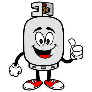 Thumbs Up ile Propan Tank - Propan Tank Maskotu bir karikatür illüstrasyon.