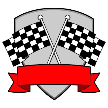 Yarış Insignia - Yarış Bayrağı ve Banner bir dizi bir karikatür illüstrasyon..