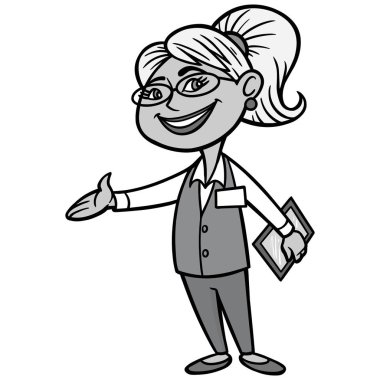 Emlakçı İllüstrasyon - Bir Emlakçı bir karikatür illüstrasyon.
