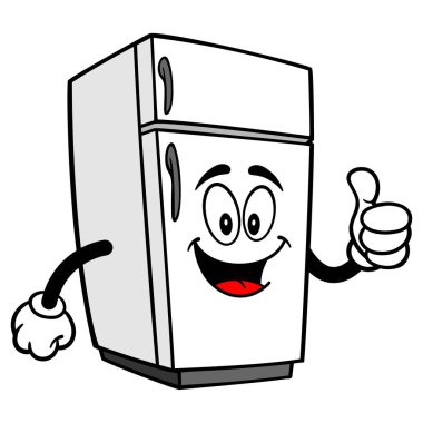 Thumbs Up ile Buzdolabı Maskotu - Buzdolabı Maskotu bir karikatür illüstrasyon.