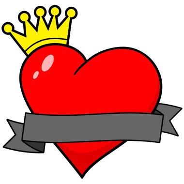 Royal Heart with Banner - A cartoon illustration of a Royal Heart with Banner. clipart