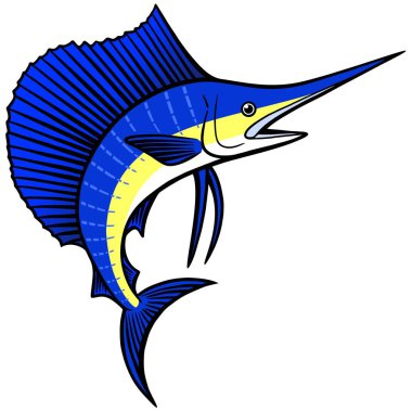Sailfish - Bir Sailfish bir karikatür illüstrasyon.