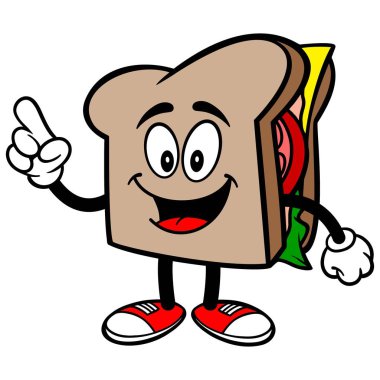 Sandviç Konuşma - Sandviç Maskot bir karikatür illüstrasyon.