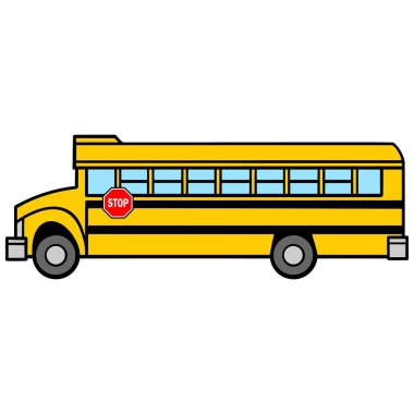 Okul Otobüsü Sürücü Side - Bir Okul Otobüsü Sürücü Tarafı bir vektör karikatür illüstrasyon.