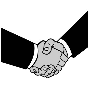 Mühürlü Deal İllüstrasyon - bir el sıkışma bir karikatür illüstrasyon.