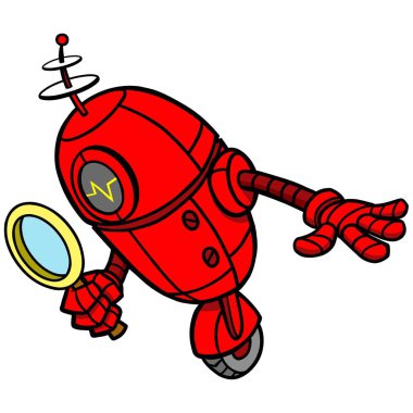 Arama Motoru Bot - Bir Arama Motoru Bot bir karikatür illüstrasyon.