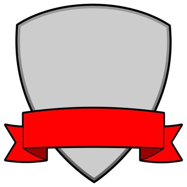 Kalkan ve Banner - Bir Kalkan ve Banner bir karikatür illüstrasyon.