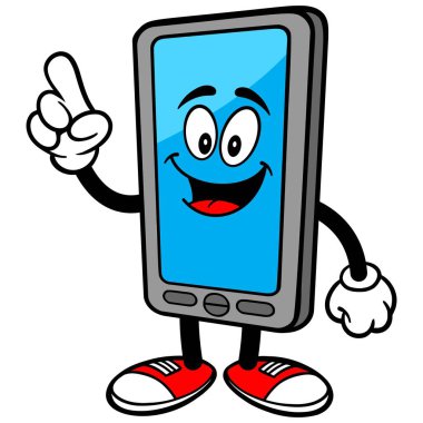 Smartphone Maskot Talking - Akıllı Telefon Maskotu bir karikatür illüstrasyon.