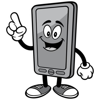 Smartphone Maskot Talking - Akıllı Telefon Maskotu bir karikatür illüstrasyon.