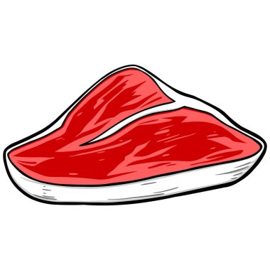 Biftek - ham Steak bir karikatür illüstrasyon.