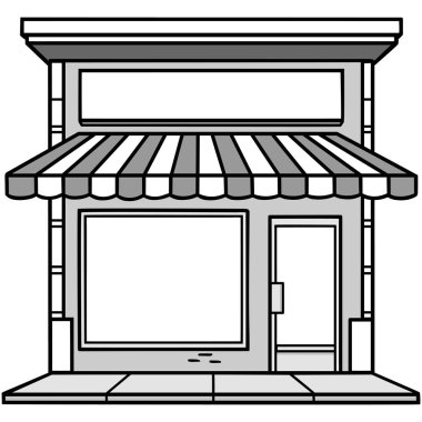 Storefront - Storefront kavramının karikatür illüstrasyonu.