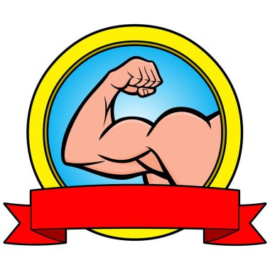 Strongman Icon ve Banner - Strongman Icon ve afiş bir karikatür illüstrasyon.
