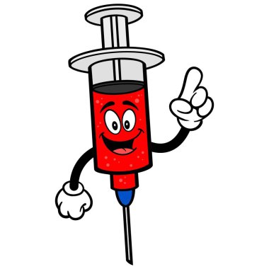 Şırınga Maskotu - Şırınga maskotu bir karikatür illüstrasyon.