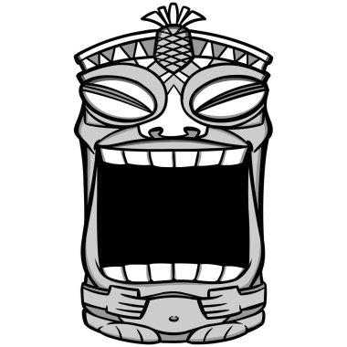 Tiki - Bir Tiki heykeli bir karikatür illüstrasyon.