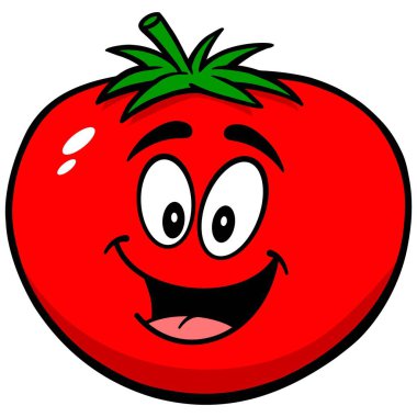 Domates Maskotu - Domates maskotu bir karikatür illüstrasyon.
