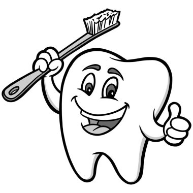 Diş Maskotu - Diş maskotu bir karikatür illüstrasyon.