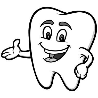 Bir Diş maskotu bir karikatür illüstrasyon.