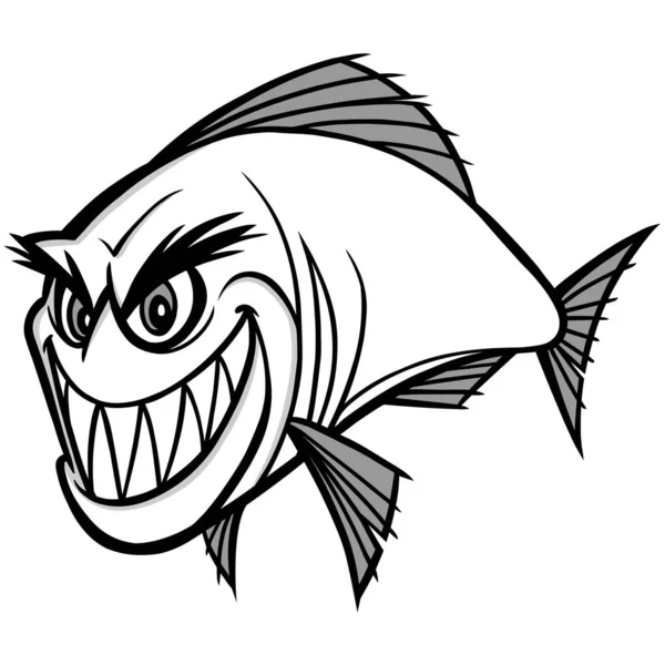 Piranha Illustration Uma Ilustração Desenho Animado Uma Piranha — Vetor de Stock