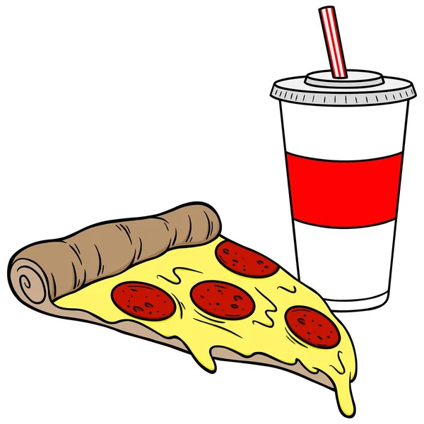 Pizza Çecek Pizza Çecek Bir Karikatür Illüstrasyon — Stok Vektör