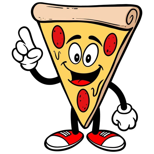 Pizza Ukazující Kreslený Obrázek Pizza Mascot — Stockový vektor