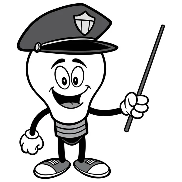 Polizei Glühbirne Mit Einer Pointer Stock Illustration Eine Cartoon Illustration — Stockvektor